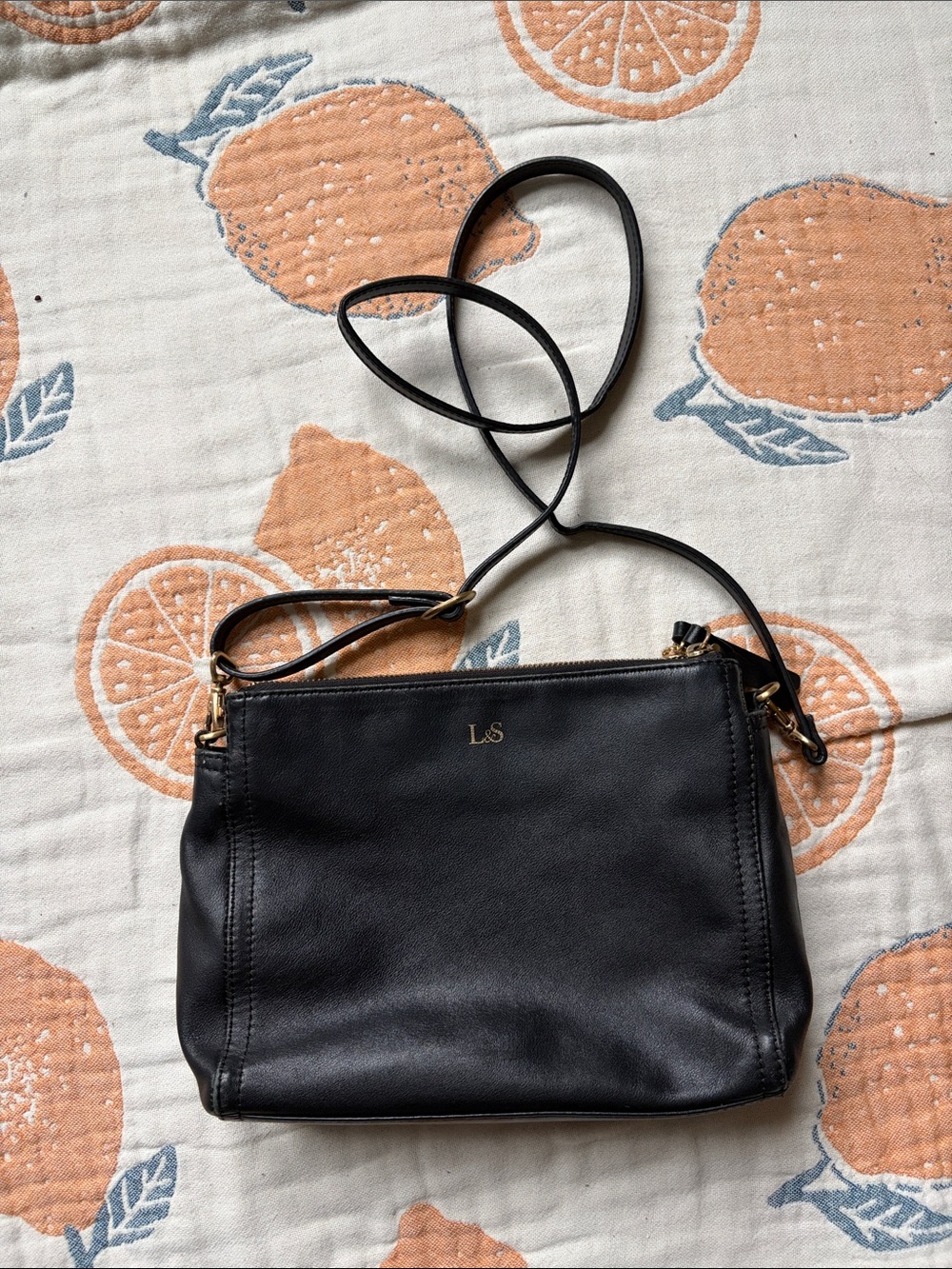 Lo & Sons • Pearl Bag in Black Leather/Gold/Tan Interior